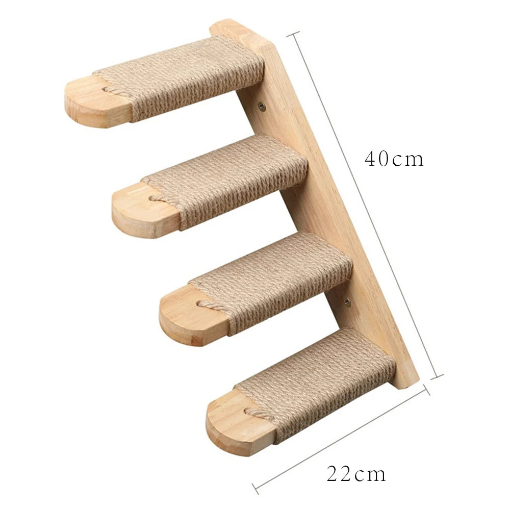 Wall-mounted Multiple Combination Cat Shelf Hammock With Sisal Cat Grab Post Ladder And Cat Pedal Jump Platform Cat House