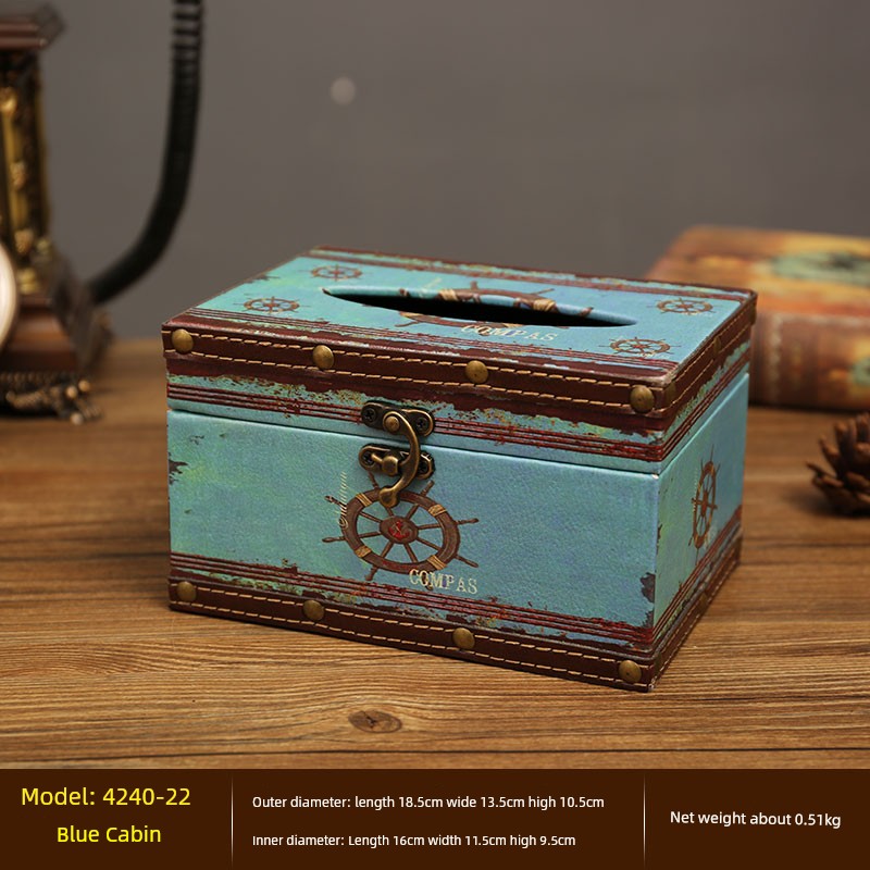 Cute Restaurant High-End American Retro Wooden Tissue Box