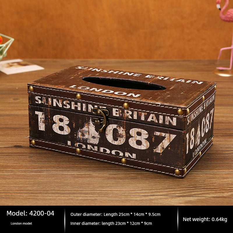 Cute Restaurant High-End American Retro Wooden Tissue Box