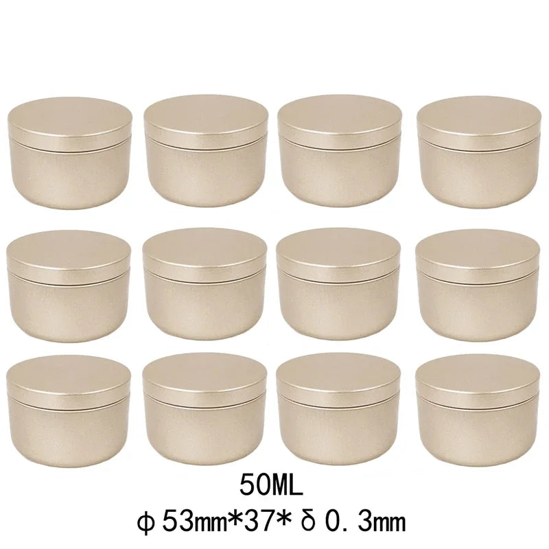 12Pcs Round Candle Tea Jars With Lid Aluminum Travel Tin Candle Storage Container Tea Cans Box Empty Cream Cosmetic Container