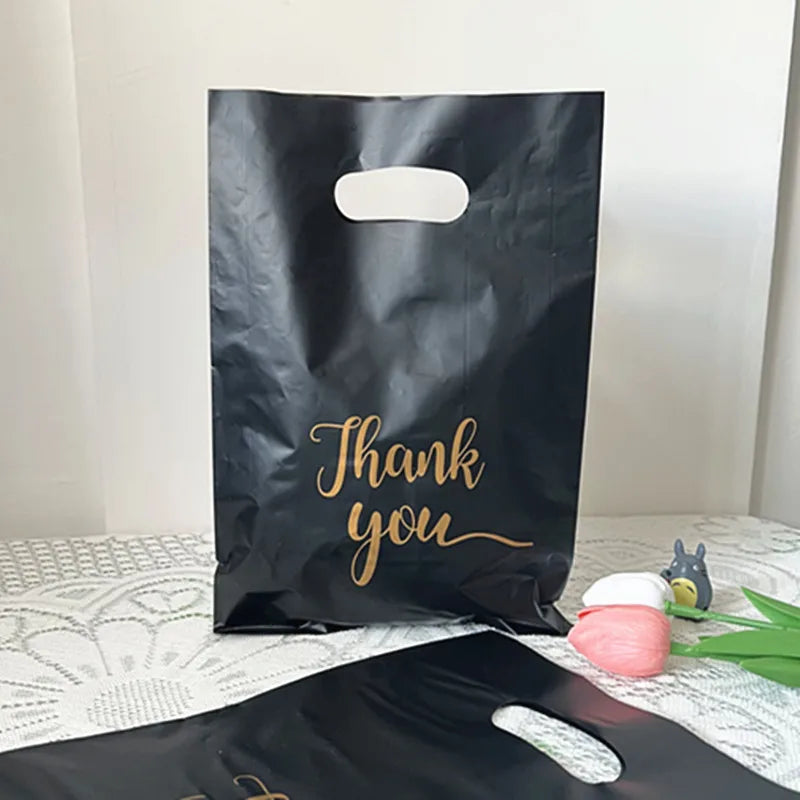 10/20/30pcs Gift Packaging Bags 6 Size Gratitude Handbags Thank you Plastic Shopping Tote Bags Wedding Birthday Bag Flat Pockets