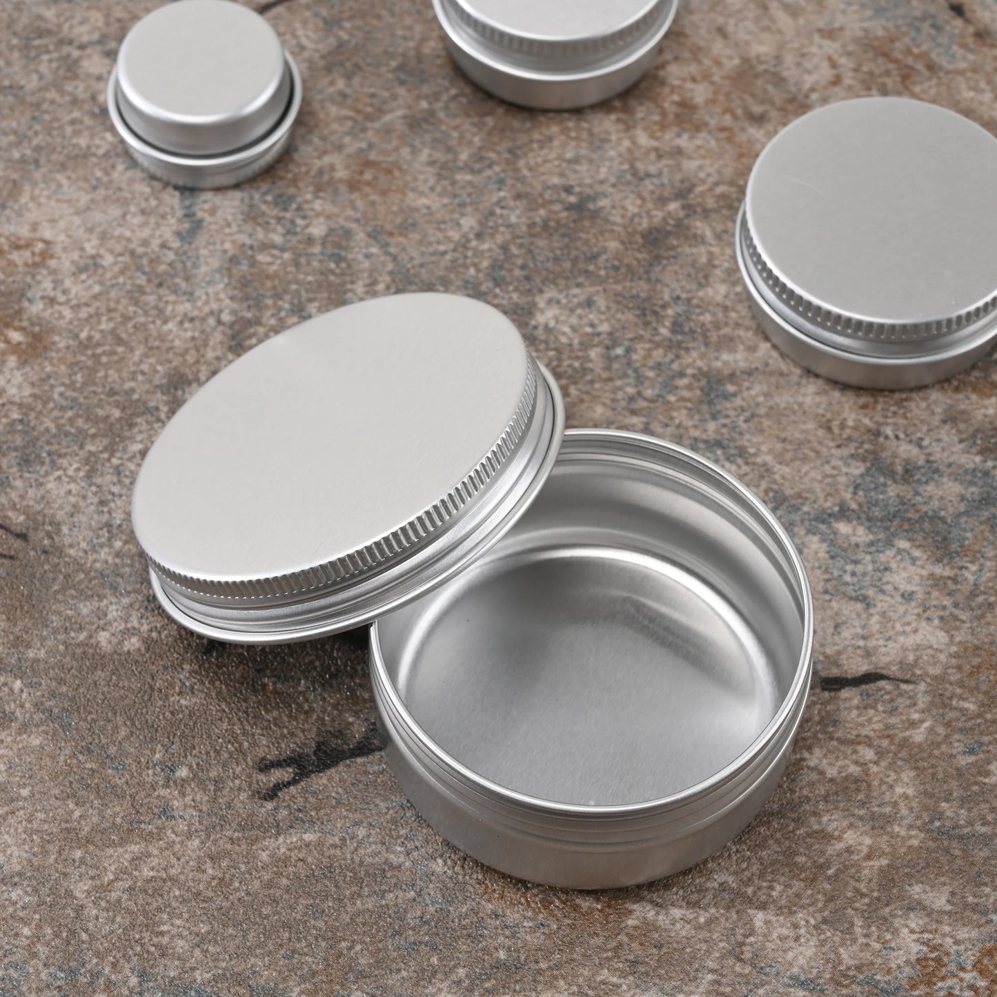 5ml-250ml Aluminum Tin Jars Round Silver Cosmetic Containers With Screw Thread Lid for Lip Balm Face Cream Candle Tea Cans Box