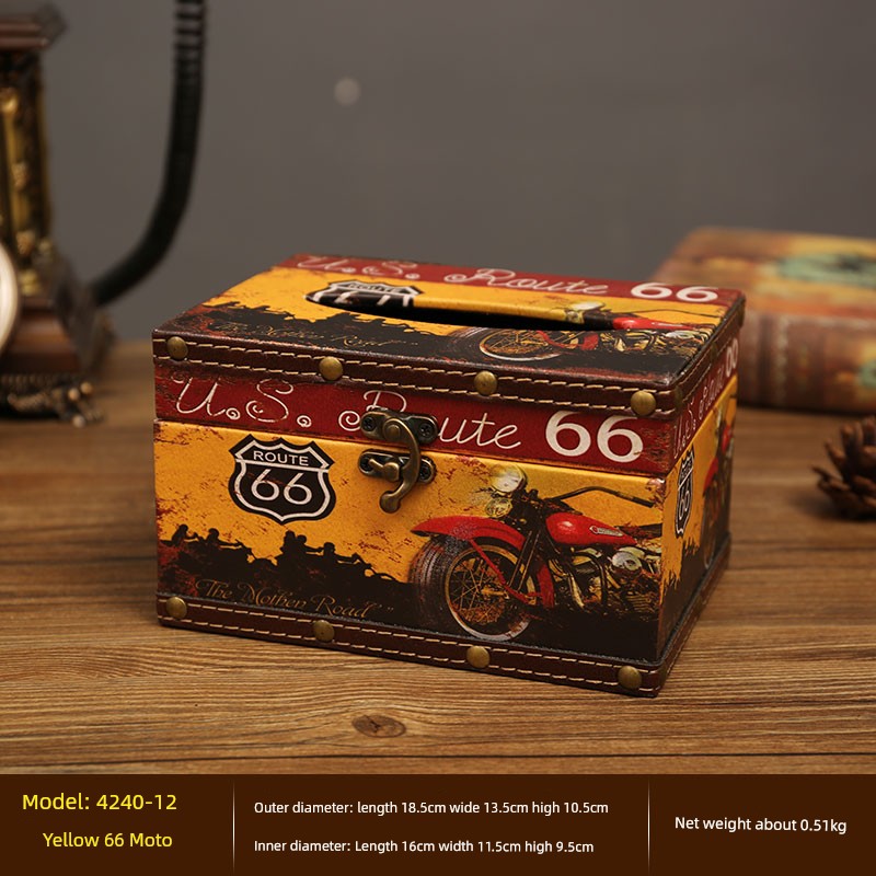 Cute Restaurant High-End American Retro Wooden Tissue Box