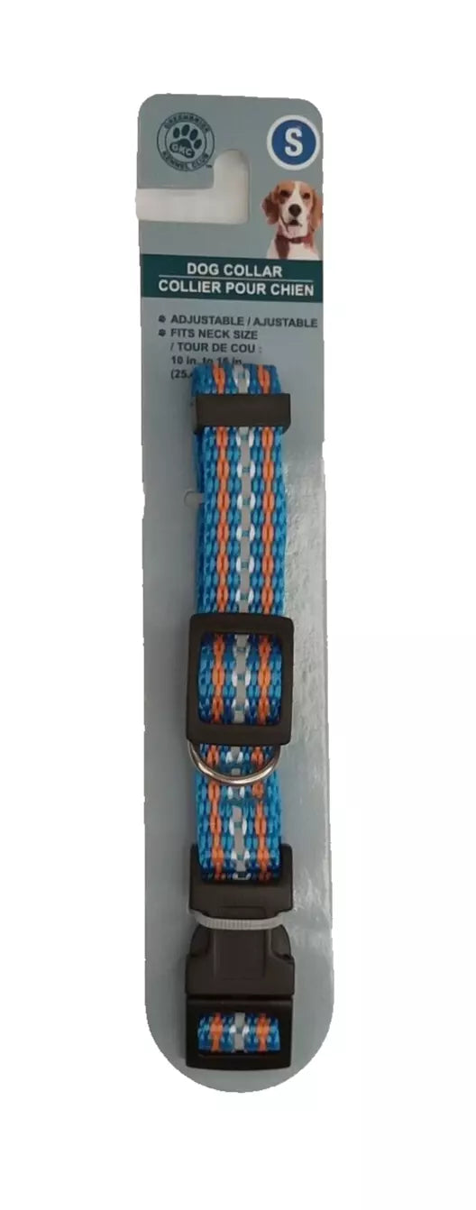 New Small Blue & Orange Dog Collar - Fits 10in to 16in