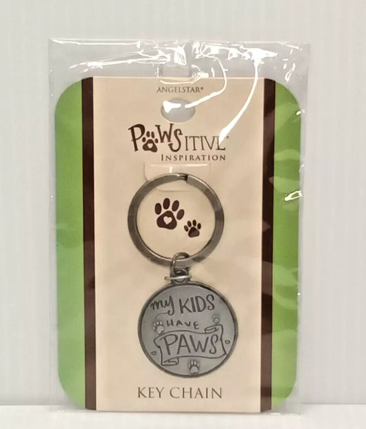 New Silver "My Kids Have Paws" Key Chain