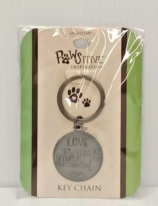 New Silver "Love Is A Four-Legged Word" Key Chain