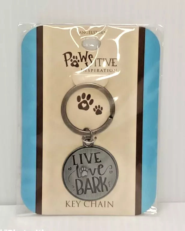 New Silver "Live Love Bark" Key Chain