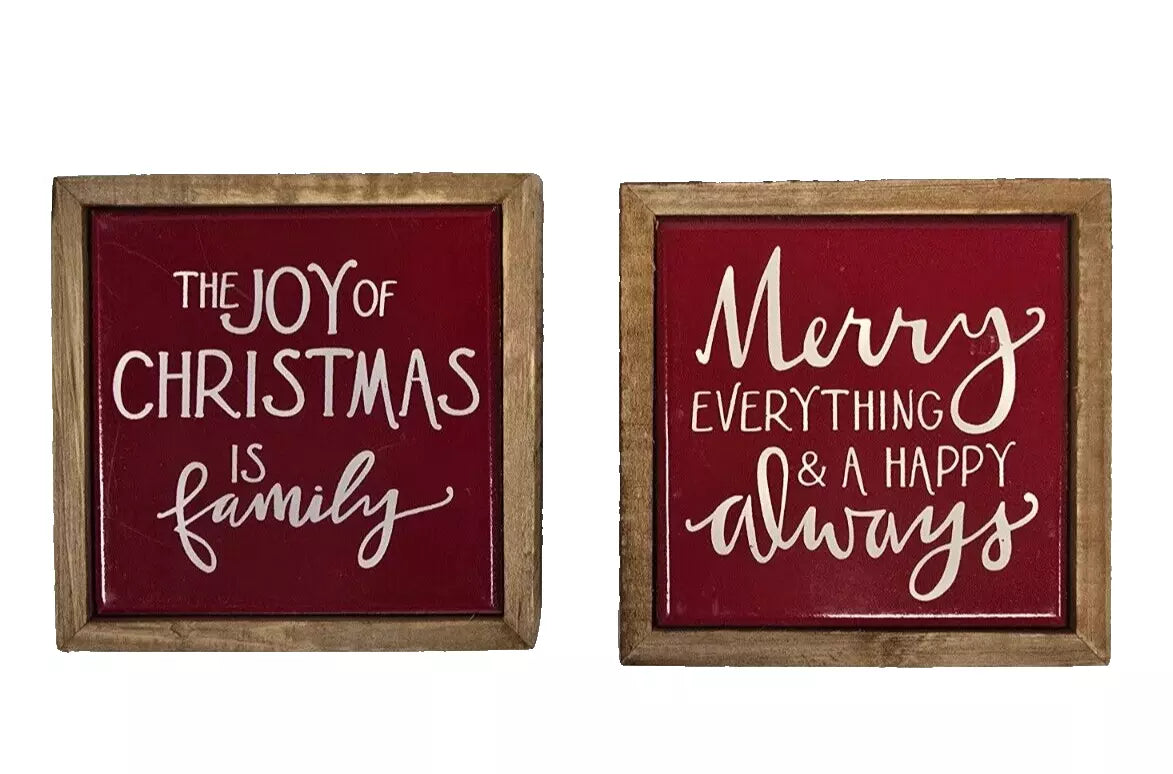 Christmas Framed Signs 2 Pack 4x4 Inches