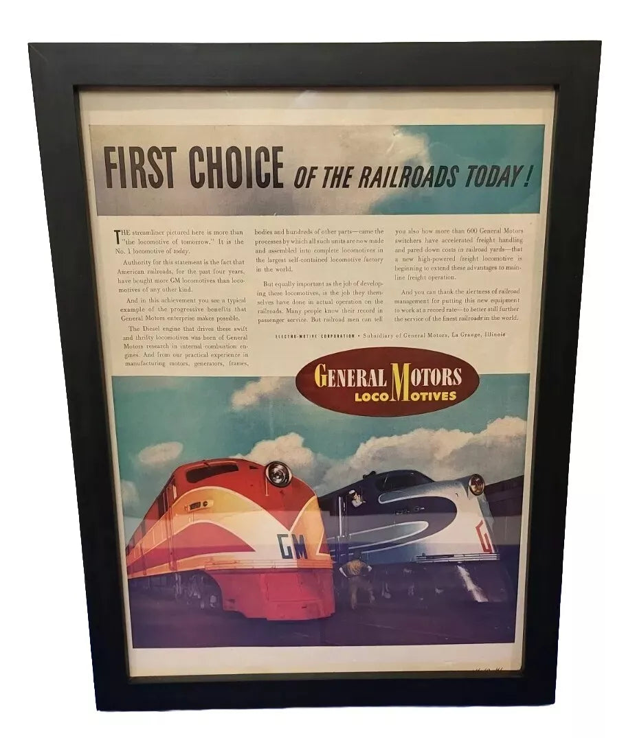 1941 Framed Page of The Saturday Evening Post (General Motors Locomotives)