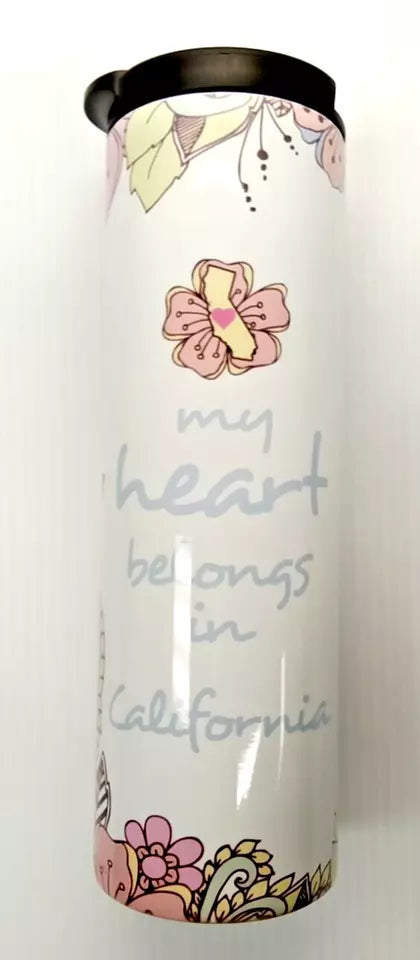 New Barista Tumbler Stainless Steel "My Heart Belongs in California" - 17oz