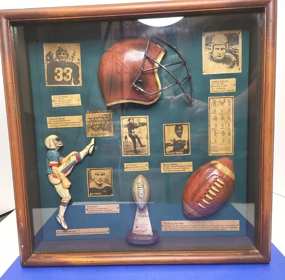 Antique Football Shadow Box Memorabilia 1914-1950 (One of a Kind)